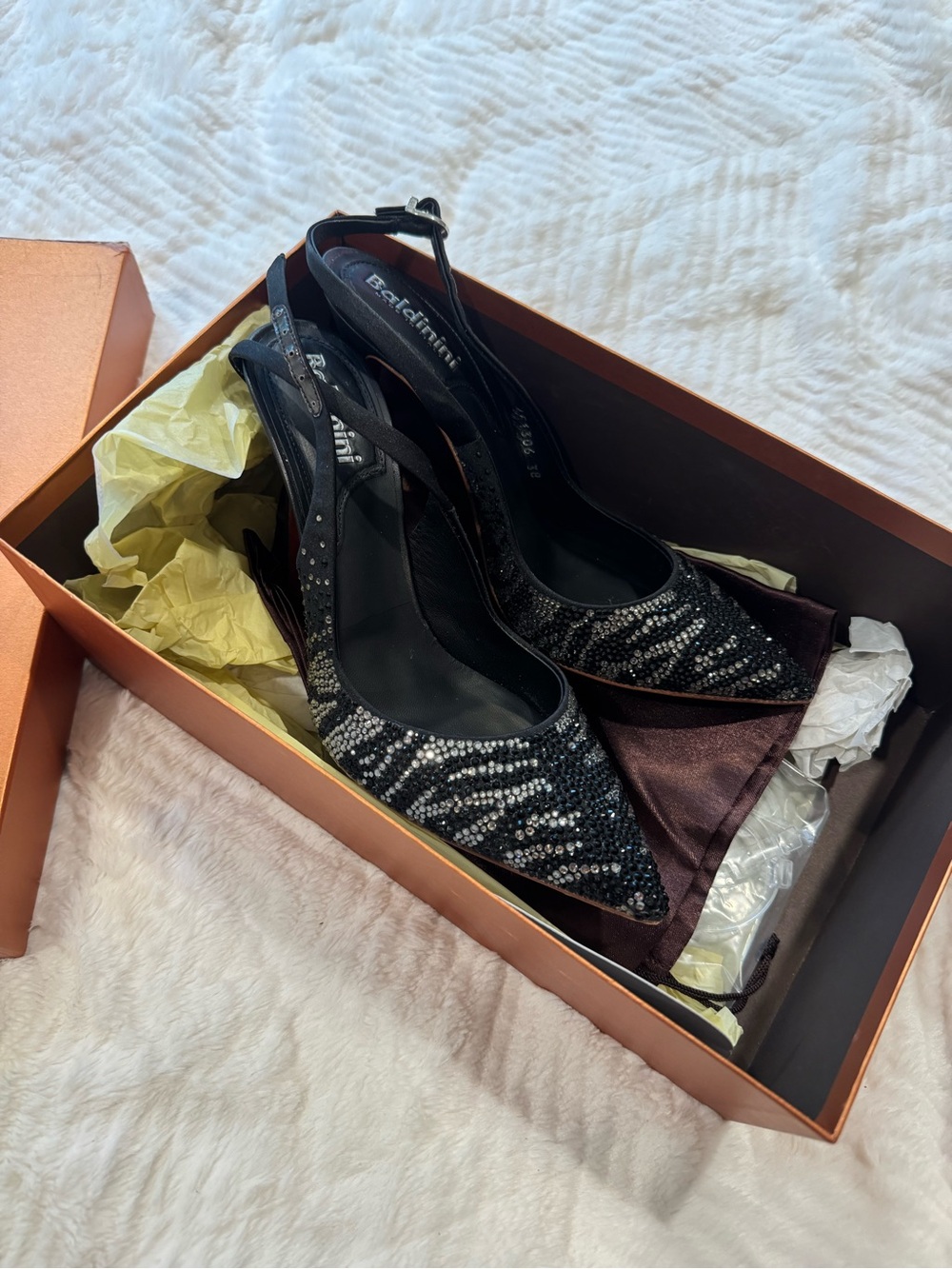 Baldinini Crystal Zebra Slingback Heels – Size 38